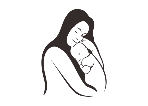 Download Mother Hugs Her Baby Silhouette Vector - Baby silhouette Collection