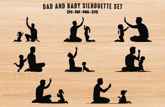 Download Dad with Baby Silhouette Vector PNG Set - Baby silhouette Collection
